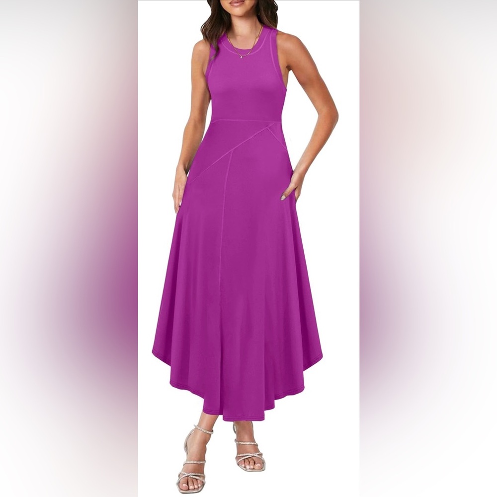 Caracilia | Maxi Sundress Flowy Racerback Tank Purple Dress | Size L | NWOT